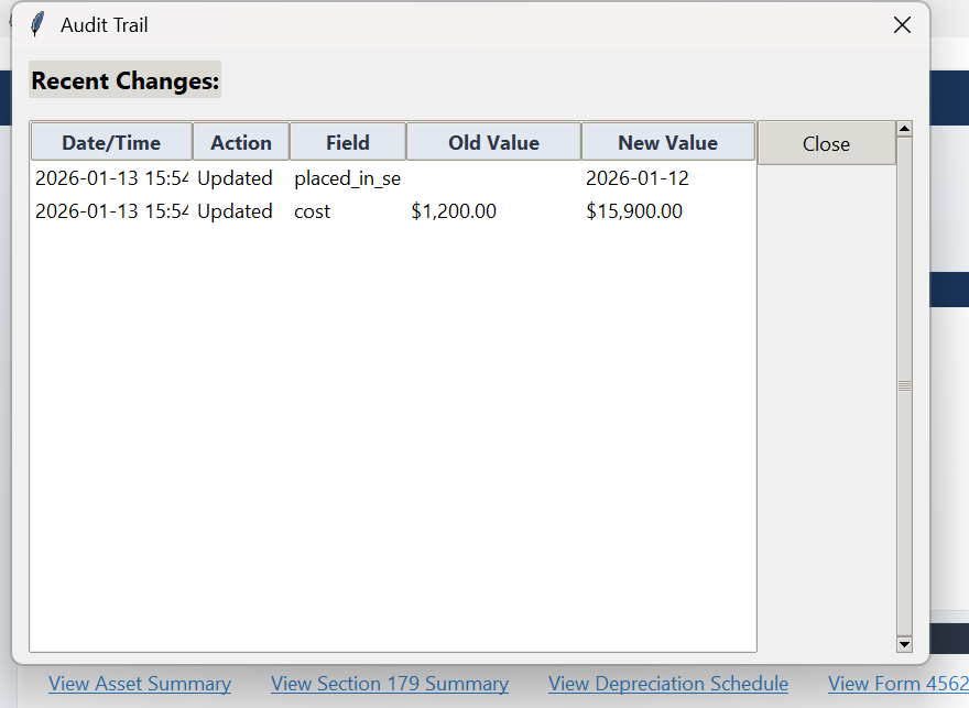 Audit Trail Interface